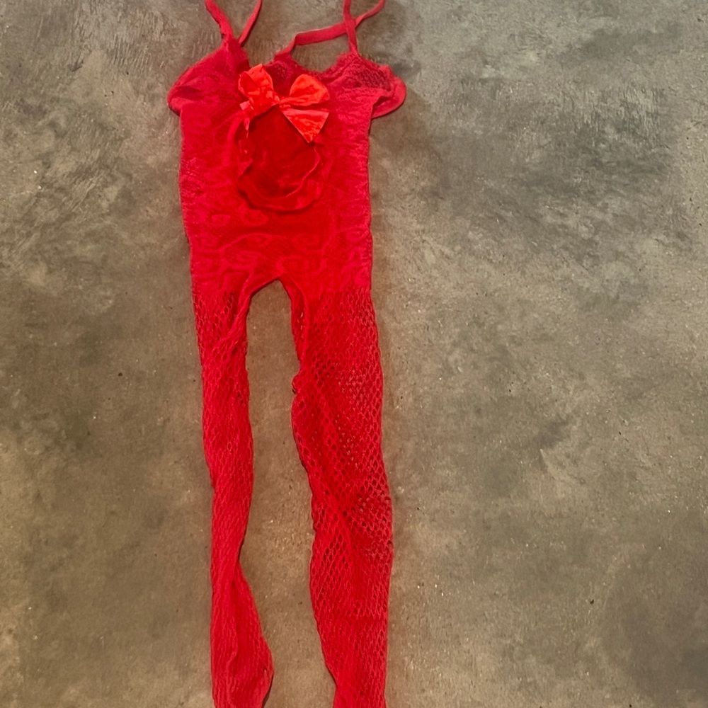 Red fish net onsie